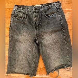 Boden Black Denim Cutoff Shorts Raw Hem Distressed High Rise Size 28